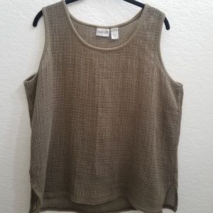 Chico’s sleeveless open-knit lined sweater